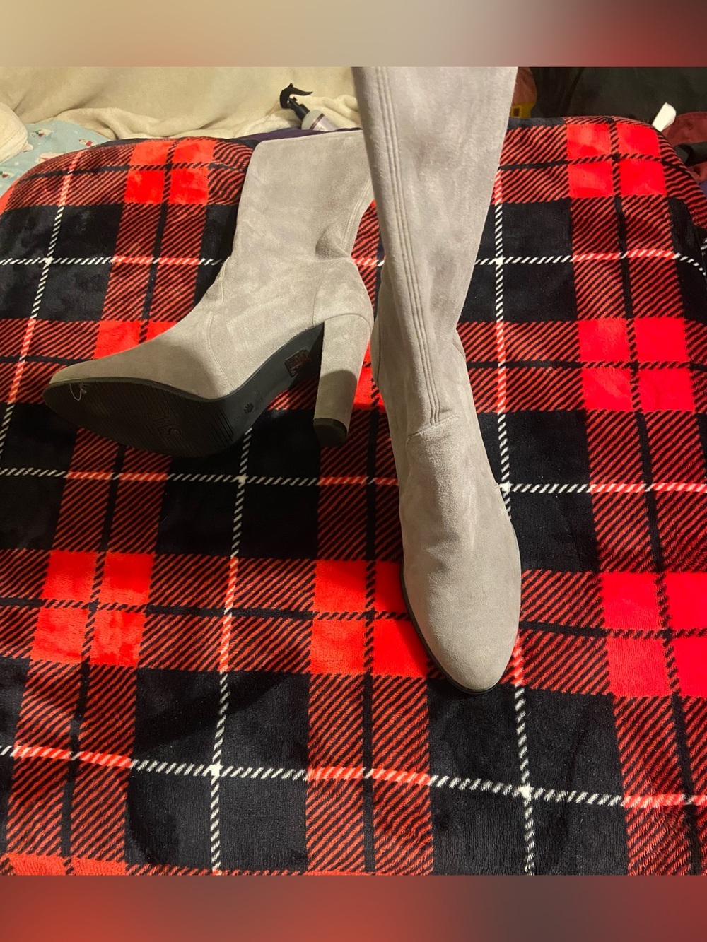 Stuart Weitzman-Over-the-Knee Suede Block Heel Boots - - Picture 4 of 5